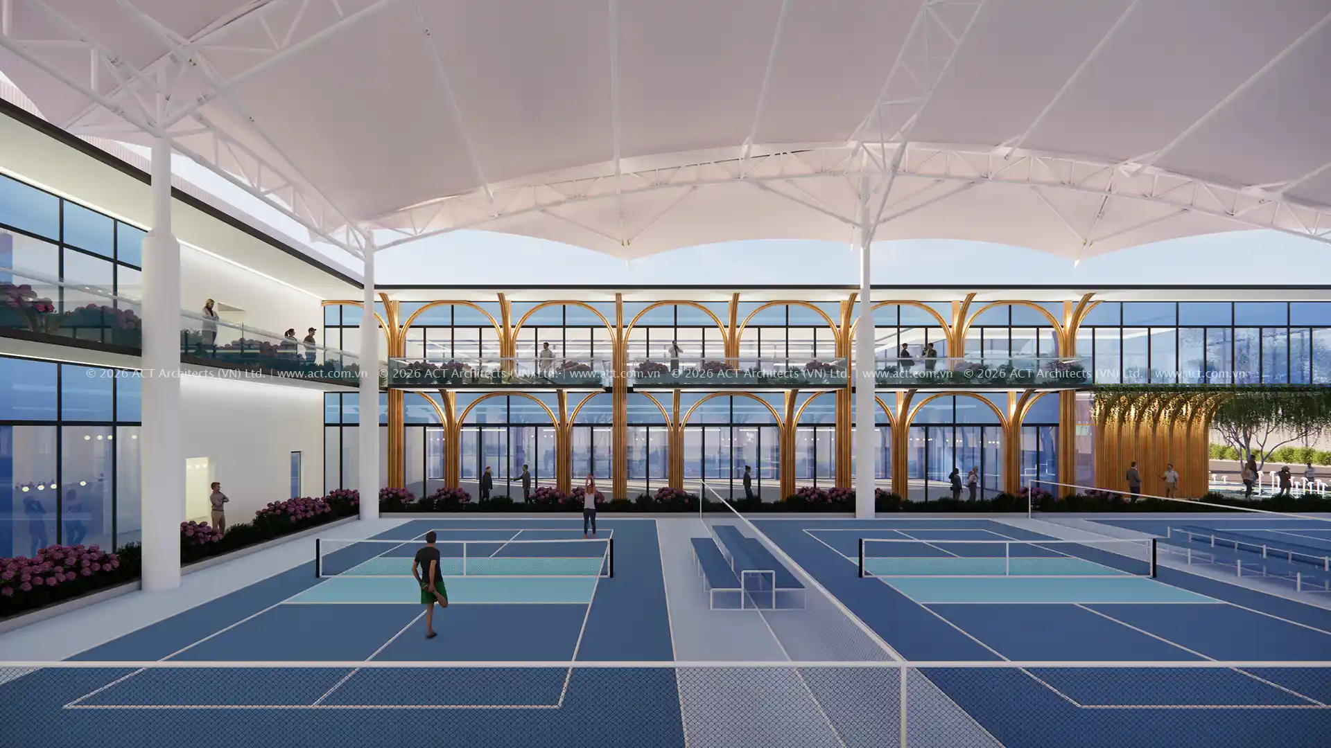 Hướng nhìn từ khu sân pickleball